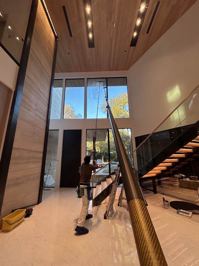 Post-construction window cleaning inside a new build